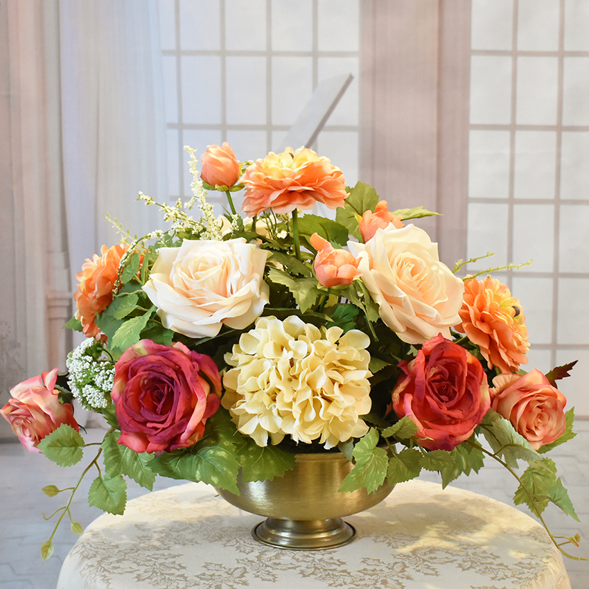 (image for) Peach and Cream Silk flower Arrangement AP34 TEXT_CLOSE_WINDOW